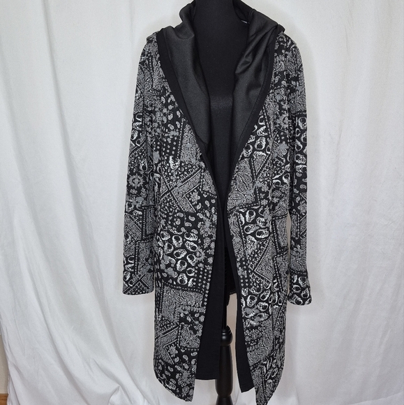 Maceoo Men's Skull Sportcoat Open Front Double Layered Hooded Cardigan - Size M* - Picture 4 of 16